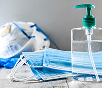 Desinfektionsmittel und Masken